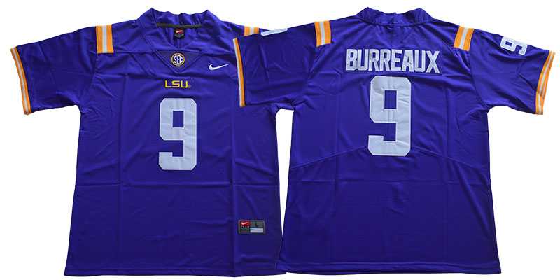 LSU Tigers 9 Joe Burreaux Purple Nike College Football Jersey